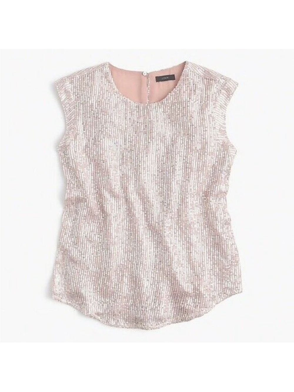 Jcrew silver sequin blush sleeveless blouse party holiday top